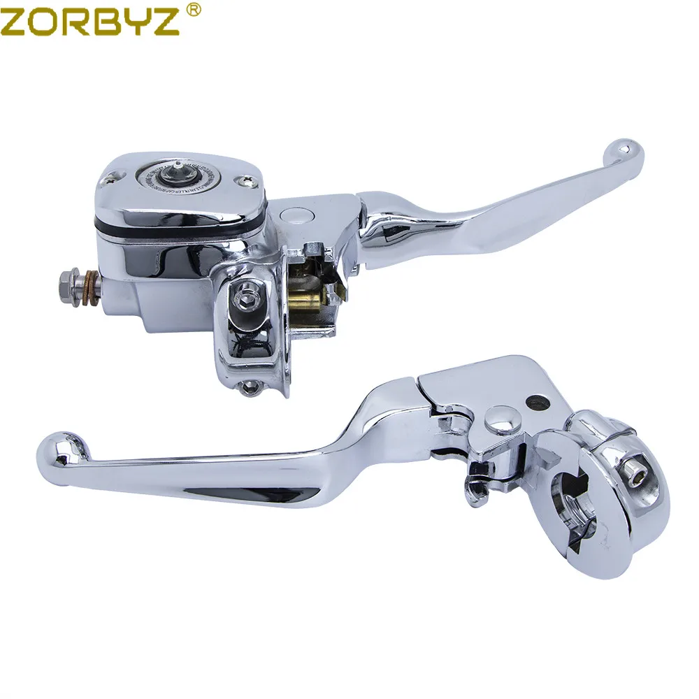 ZORBYZ 오토바이 크롬 브레이크 클러치 레버 펌프 마스터 실린더, 할리 소프테일 디럭스 로드 킹 팻 보이 브레이크아웃