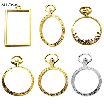 

6pcs/set Metal Frame Pocket Watch Charm Pendant Bezel Setting UV Resin Charm Necklace Earring Findings Casting Craft DIY