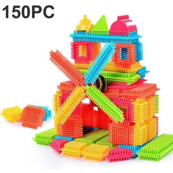 

150pcs Bristle Shape 3D Building Blocks Tile sBuilding Construction Playboards Toys Kids baby Toys for children Детские игрушки