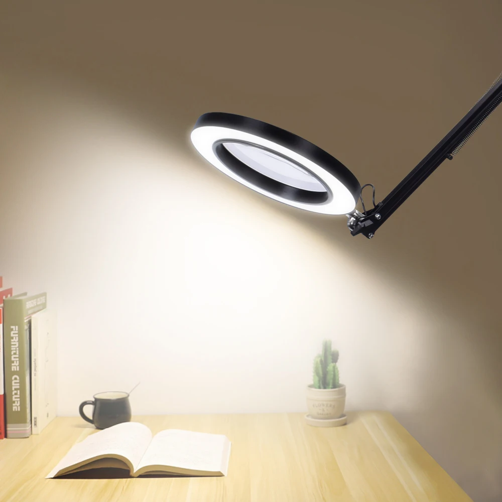 NEWACALOX Лупа с подсветкой 3 ColorUSB 5X настольная лампа увеличительное стекло для пайки сторонний инструмент гибкая лупа для чтения