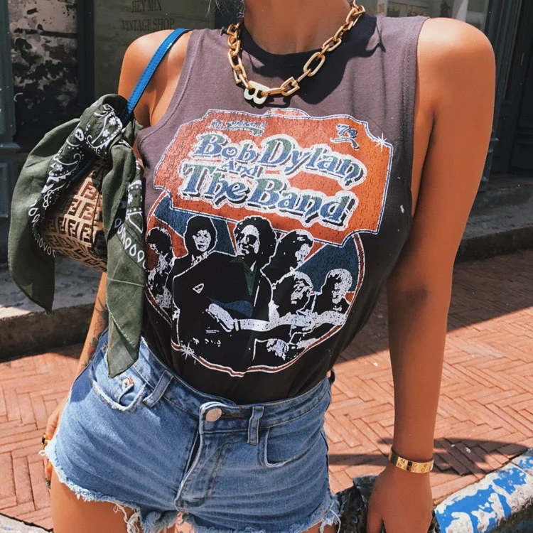 Neck sleeveless Summer Tops Casual boho 