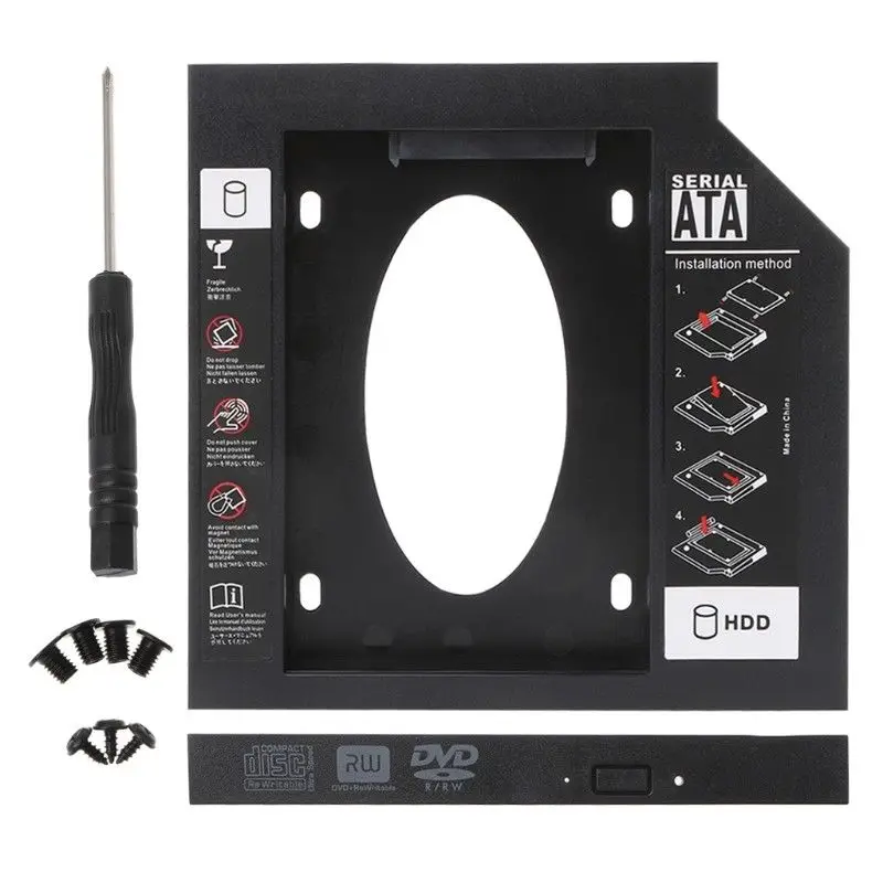 Универсальный пластиковый 2nd Second HDD Caddy 9,5 мм отсек для привода SATA 3,0 2," 2,5" SSD DVD жесткий диск драйвер CD-ROM чехол-адаптер