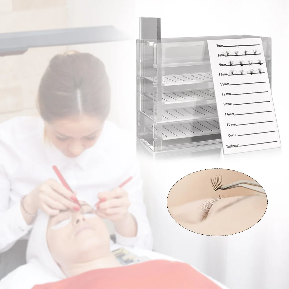 

5 Layers Clear Eyelash Storage Box Makeup Organizer False Eyelashes Glue Pallet Holders Grafting Eyelashes Extension Tool