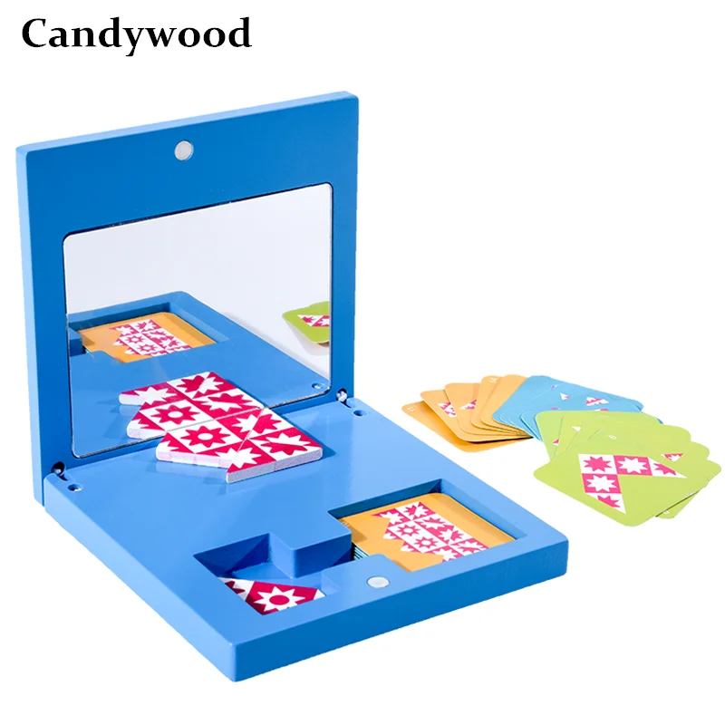 Montessori Educational Wooden Toys Mirror Imaging Puzzle Children Kids Education Sensory Toys Kindergarten Learning Didactic
