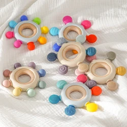 New Design Silicone Teething Infant Chewing Newborn Accessories Cartoon Rudder Shape Baby Toys Food Grade Wooden Ring Stuff