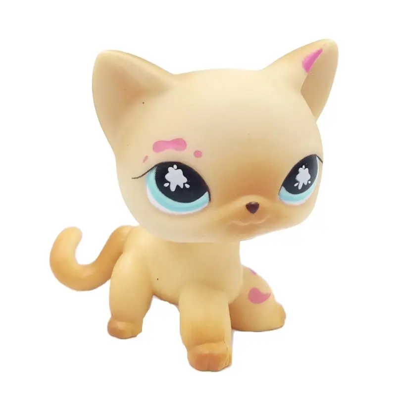 LPS toy 816 Littlest Pet Shop short hair cat dark yellow KITTY for little girl 