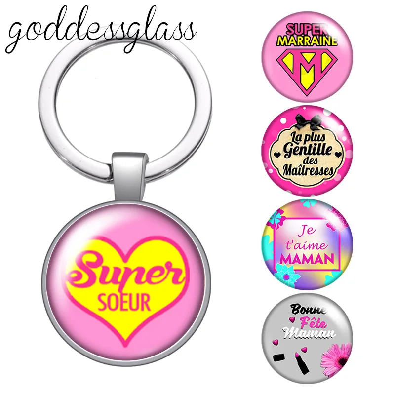 LLavero de cabujón de cristal para mujer, llavero con anilla para coche, llavero con anilla, regalos