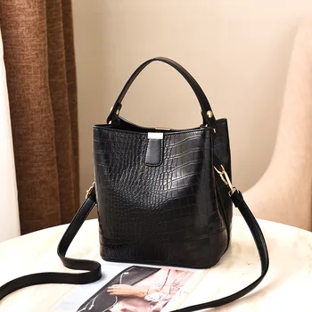 

2019 Crocodile Crossbody Bag For Women Shoulder Bag Brand Designer Women Bags Luxury PU Leather Bag Bucket Bag Handbag