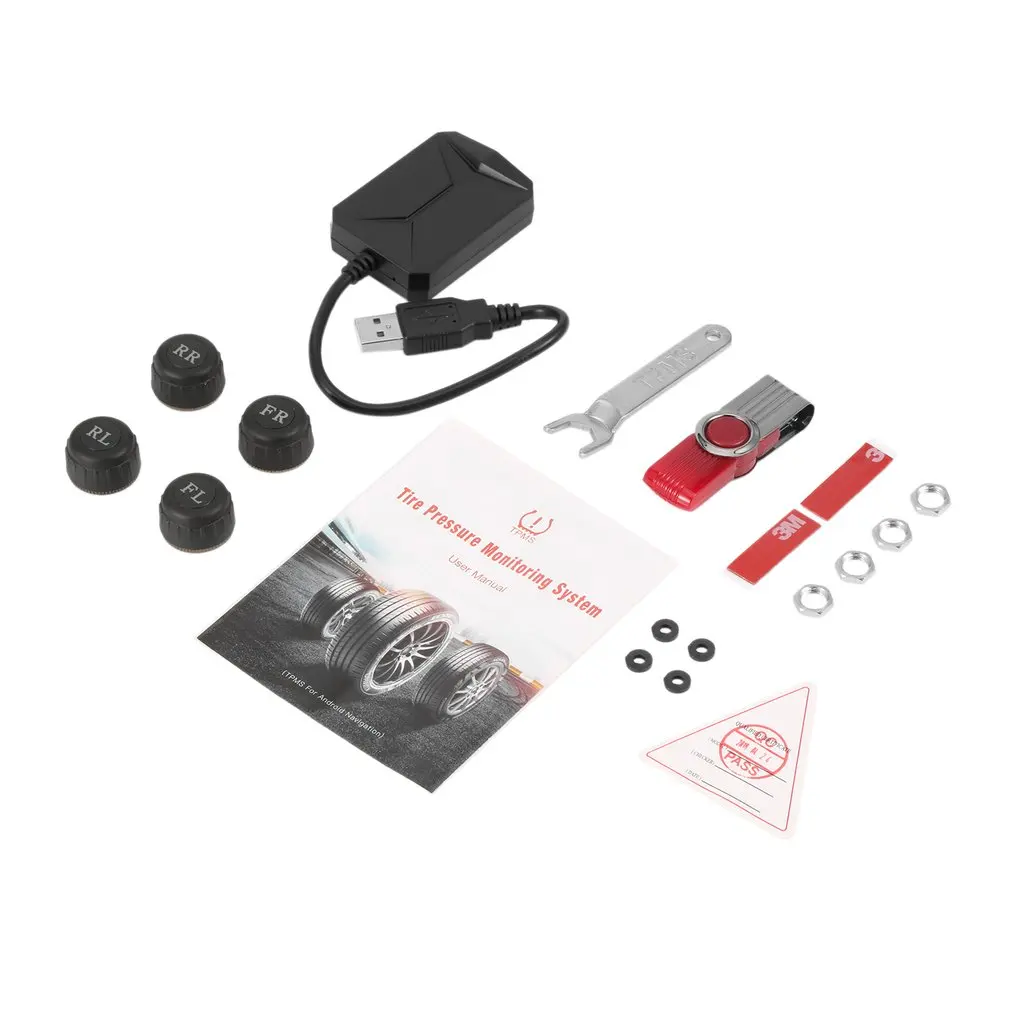

Universal USB Car TPMS Android Tire Pressure Monitoring System with 4 External Sensors Auto Security Alarm Systems