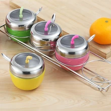 Креативная банка для приправ в форме яблока многофункциональная качественная нержавеющая сталь ресторанная кухня соль сахар герметичные емкости для хранения продуктов бутылки