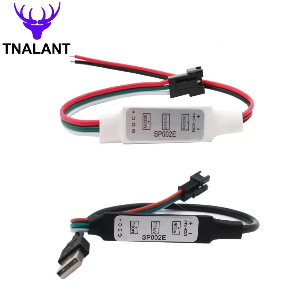 Ws2812B Ws2811 Rgb Led Strip Controller Usb/3Pin Snap-In Connettore Jst Mini 3 Chiavi Per Pixel Led Strip Light Dc5V-24V