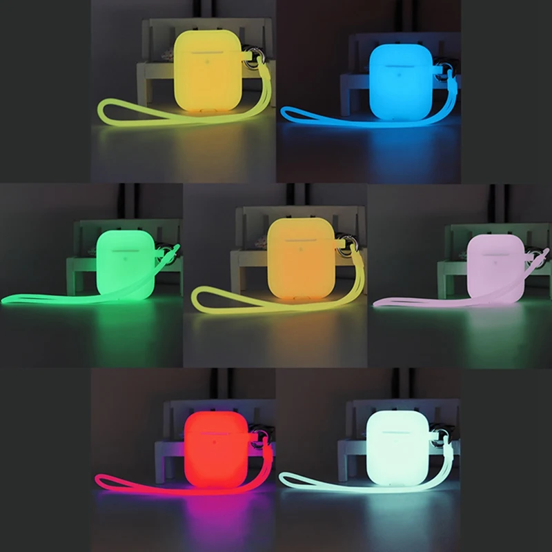

Luminous Silicone Earphone Case For Apple AirPods Glowing In Dark Case Shockproof Protector Sleeve For AirPods Headphone Box