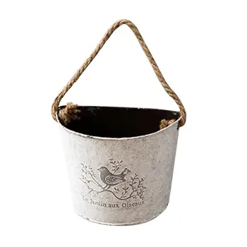 

Succulent Green Radish Pot Semi-Circular Wall-Mounted Tin Flower Pot Hanging Thick Waterproof Smudged Old Flower Container