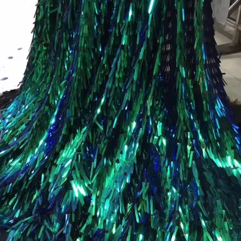 

(5yards/lot ) 2020 New High quality emerald green Velvet African tulle lace French net lace fabric with Sequins for party dress