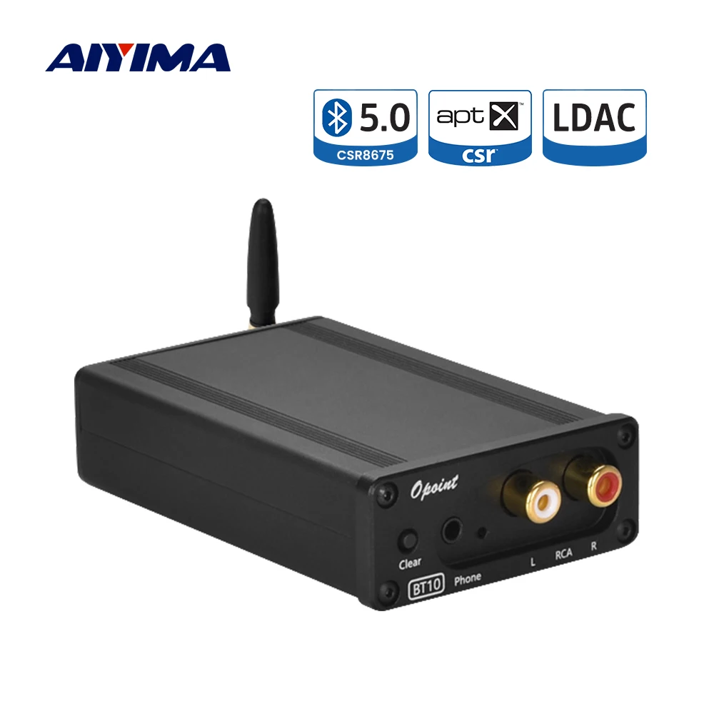 AIYIMA APTX HD Bluetooth 5 0 CSR8675 Receiver Portable HIFI AUX DAC Headphone Amplifier Audio Decoding RCA Amp 16Bit ES9018K2M