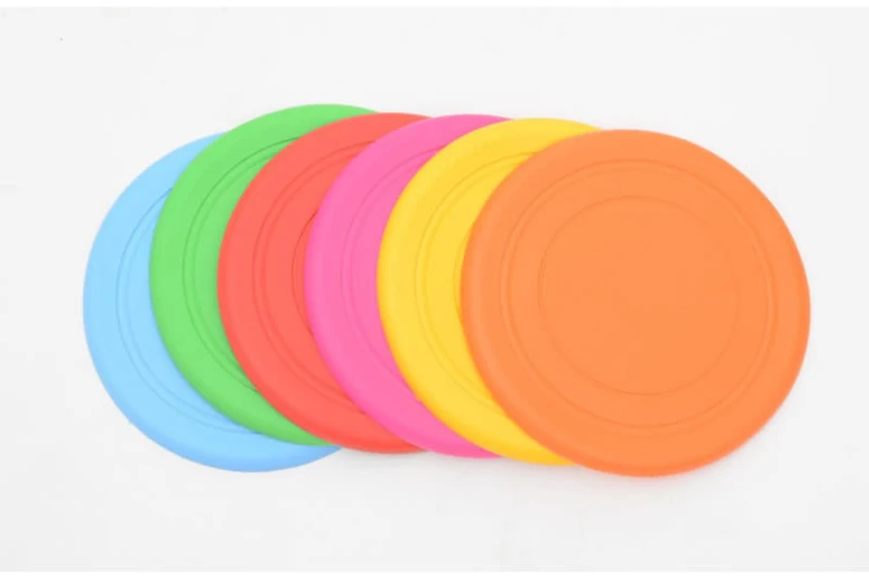 Мягкий резиновый летающий диск, игрушки для собак, силиконовая тарелка для французского бульдога, 18 см, прочная тренировочная игрушка для домашних животных, товары для укуса на открытом воздухе