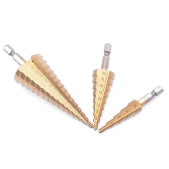

3pcs 4-12/20/32mm HSS Step Cone Drill Bit Titanium Hole Cutter High Speed Steel