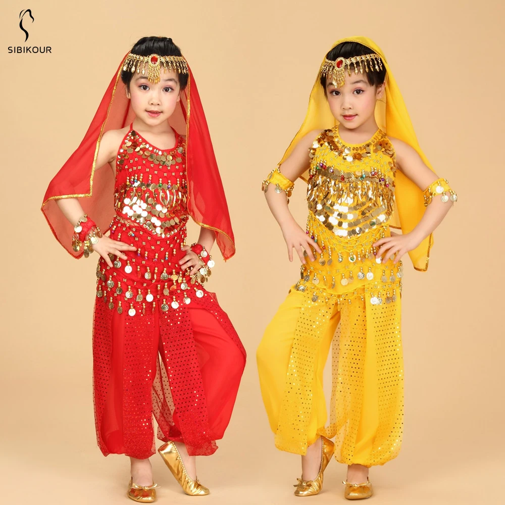 Детский костюм для танца живота, Египетский Болливуд, Египетский Индийский танец живота, платье, восточный индийский костюм, одежда для танца живота для девочек, Новинка