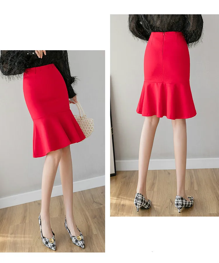 Новинка, элегантная женская юбка-карандаш с оборками, высокая талия ...