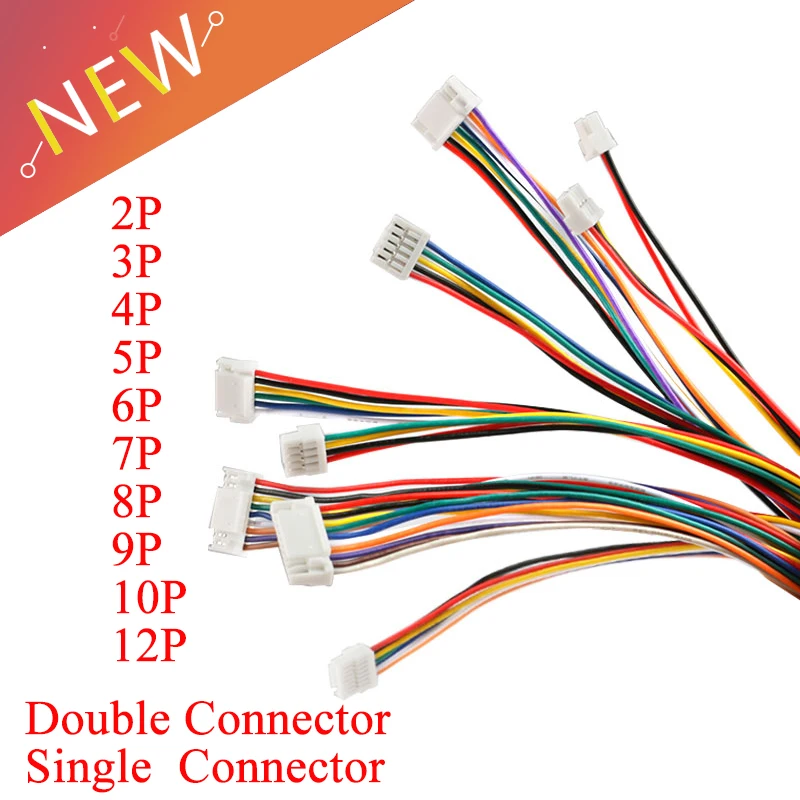 Conector de Cable de 5 uds., conector Micro macho JST GH 1,25 2P/3P/4P/5P/6 pines, conectores de enchufe de 15CM, cables 28AWG