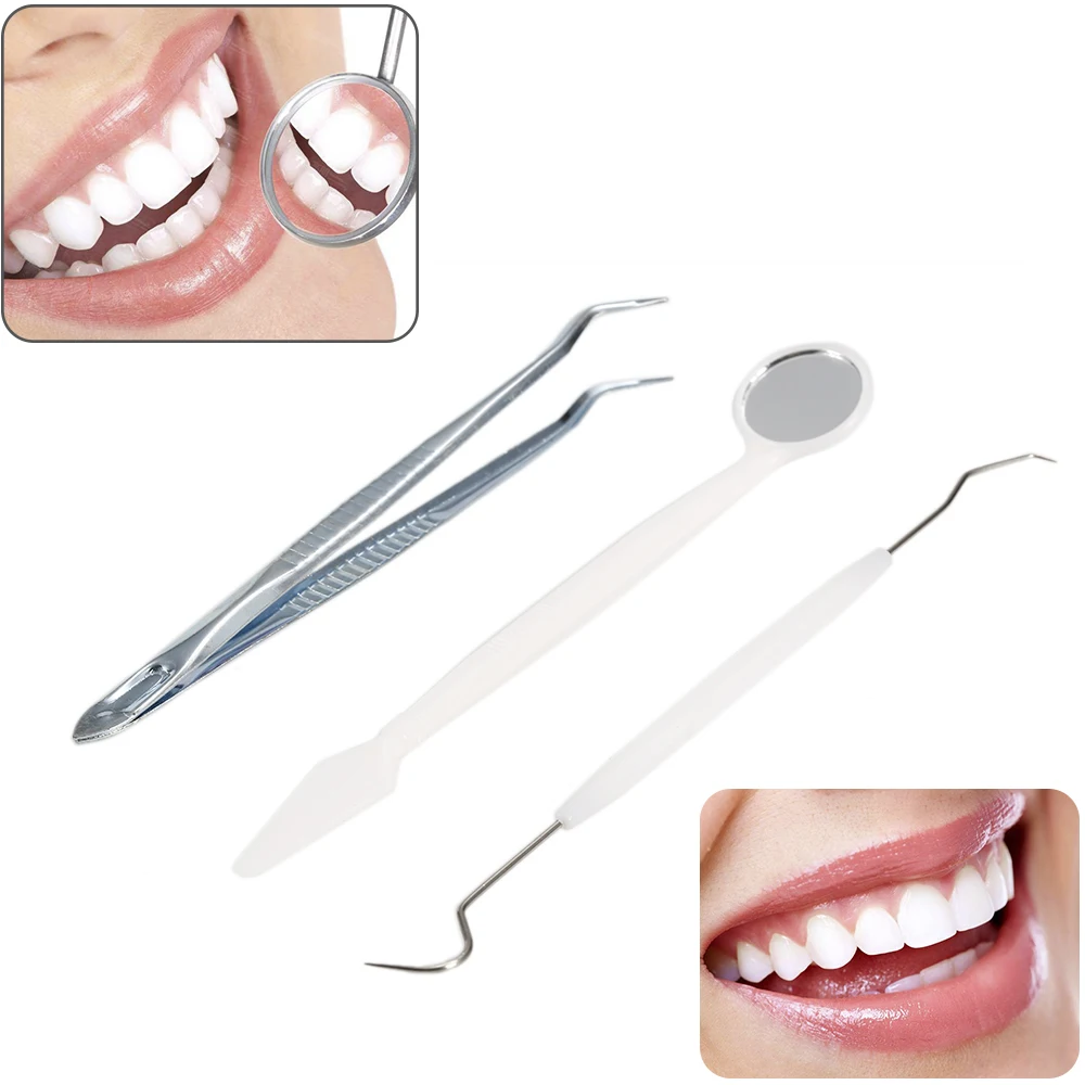 

3pcs Stainless Steel Dental Tools Kit Teeth Scaler for Teeth Whitening Kit Teeth Tartar Scraper Mouth Mirror Dentists Pick Tool