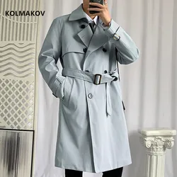 2023 new arrival autumn fashion long Style coat men double breasted trench coat,spring mens casual jackets full size M-4XL