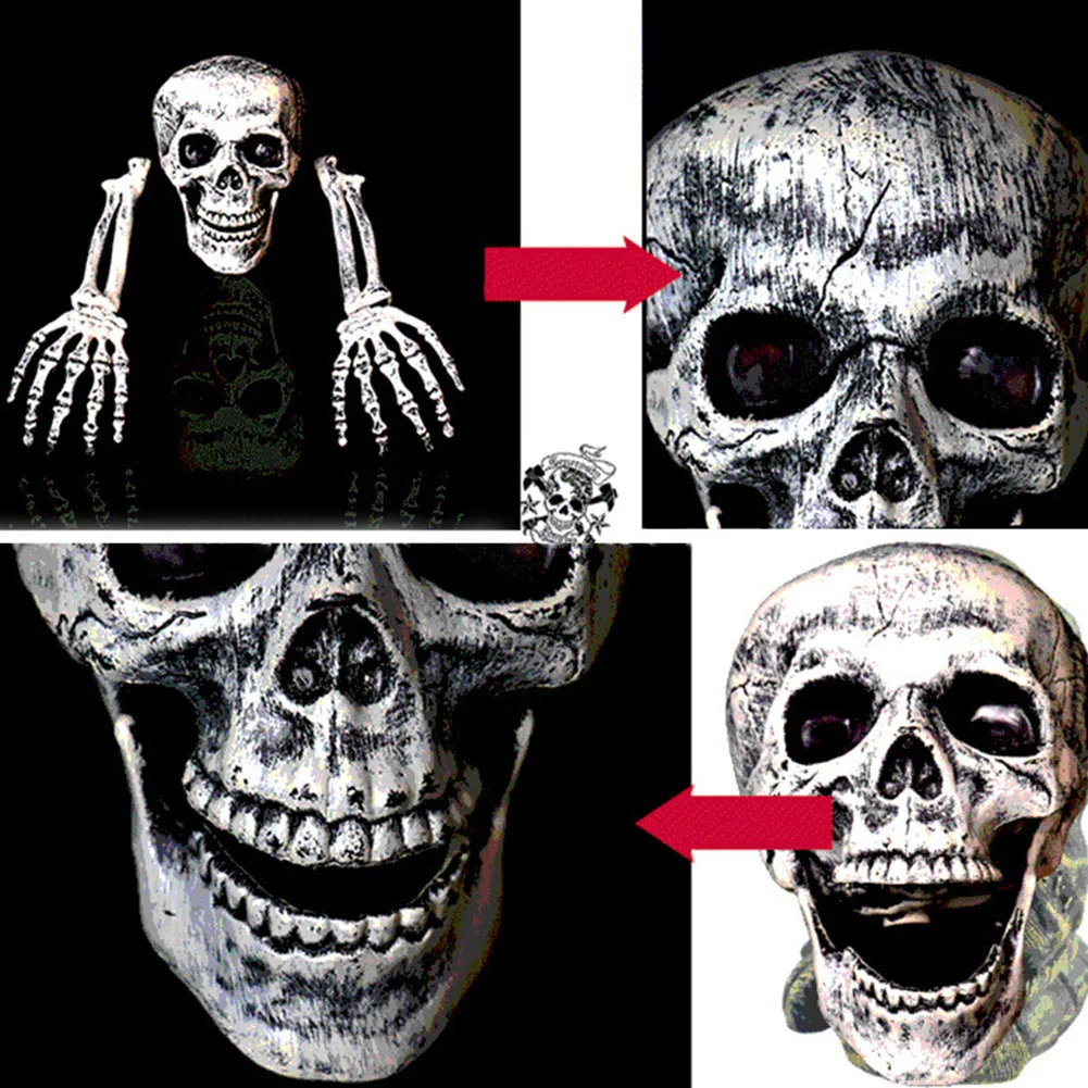 Страшный Реалистичный искусственный пластик реалистичный череп орнамент Скелет анатомический для Хэллоуина бара реквизит для дома с привидениями Декор