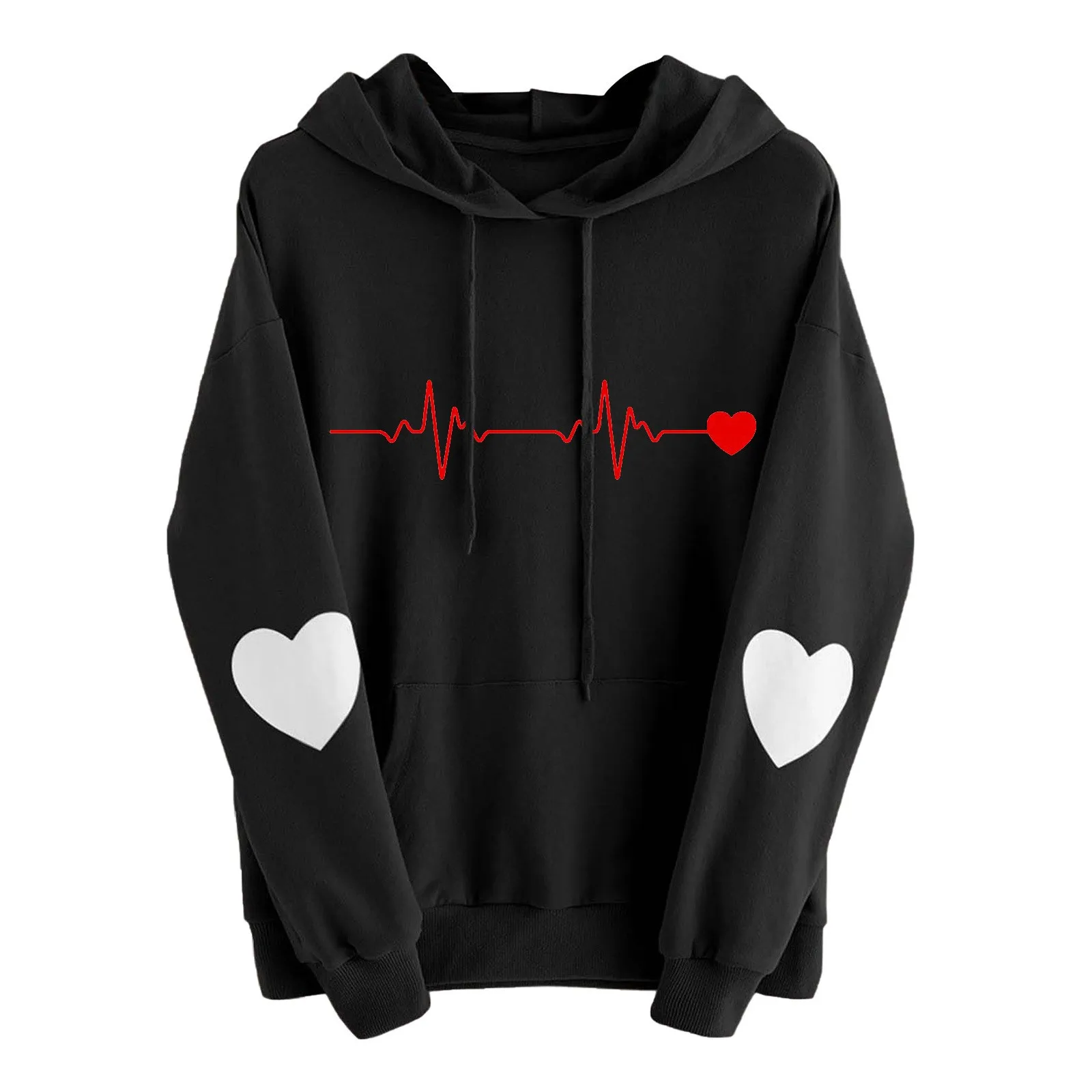 Autumn Winter Hoodies Women Long Sleeve Heart Printed Hoodie Sweatshirt Jumper Hooded Harajuku Pullover Loose Tops de mujer 2