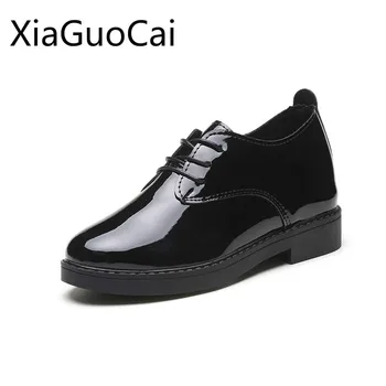 

Black Women's Leather Shoes British Retro Cross-tied Fashion Ladies Dress Shoes Spring and Autumn Women Flat Formal Shoes