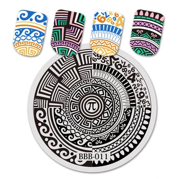 

BeautyBigBang 1PC 5.6*5.6cm Round Stamping Plate Mathematics Number Patchwork Pattern Stamping Plates For Nail Polish 011