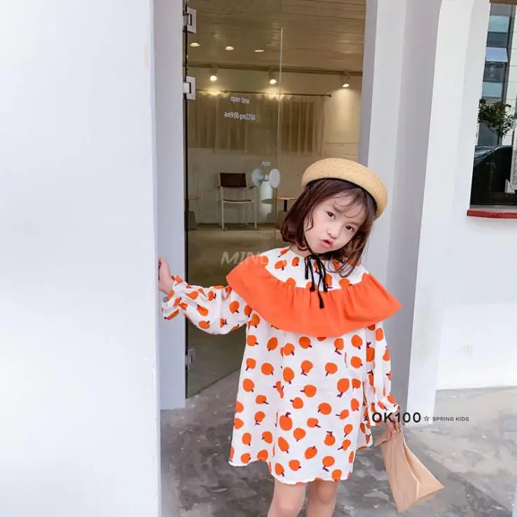 Новое платье с оборками для девочек модные весенние хлопковые платья для девочек 4-9 лет C510