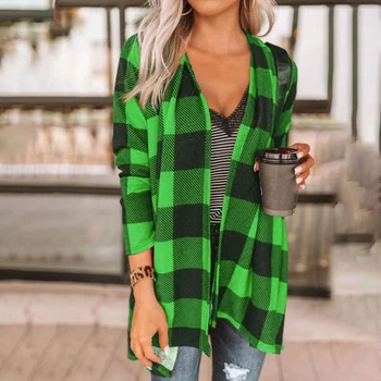 

2020 Arrival Women's Plaid Cardigan Long Shirt Autumn Winter Casual Long Sleeves Blouse Coat