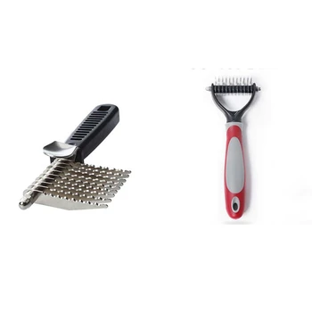 

Pet Puppy Dog Cat Hair Grooming Brush Comb Dematting Tool Black & Pet Grooming Tool - 2 Sided Undercoat Rake