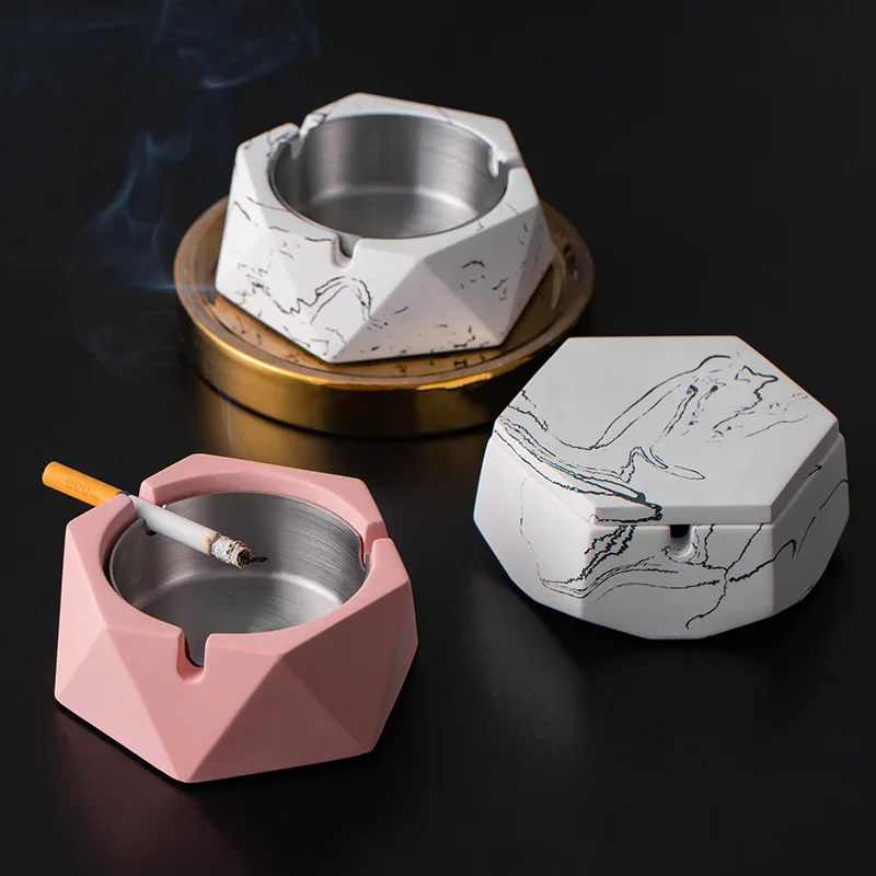 

Nordic Home Decorations Creative Fly Ash-proof Cement Sculpture Simple Table Ashtray Sundry Storage Box Beautiful Birthday Gifts