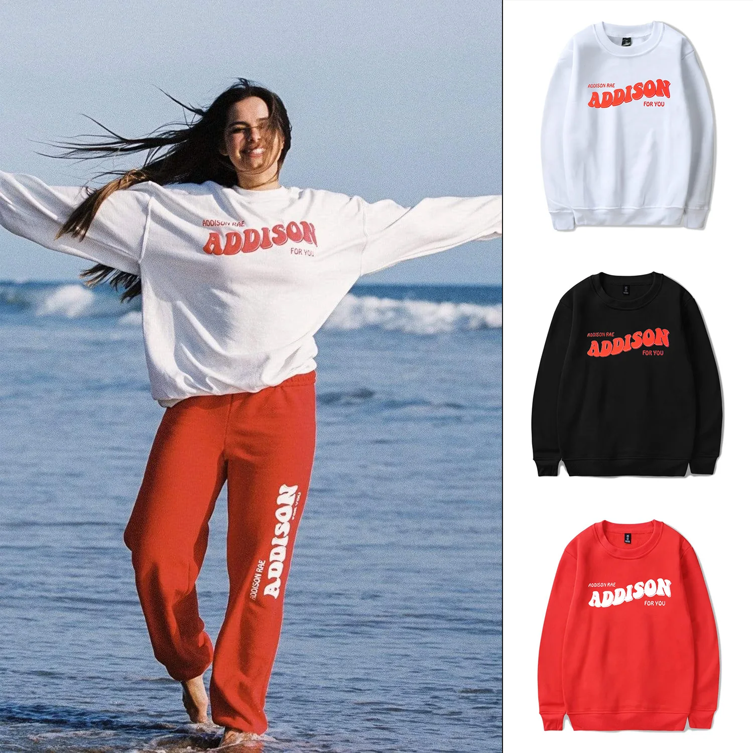 ADDISON RAE:CREWNECK Hoodie Sweatshirts Men Women Printing Hoodies Pullover Unisex Harajuku Tracksuit New for YOU WHITE ADDISON RAE:CREWNECK Hoodie Sweatshirts Men Women Printing Hoodies Pullover Unisex Harajuku Tracksuit New for YOU WHITE