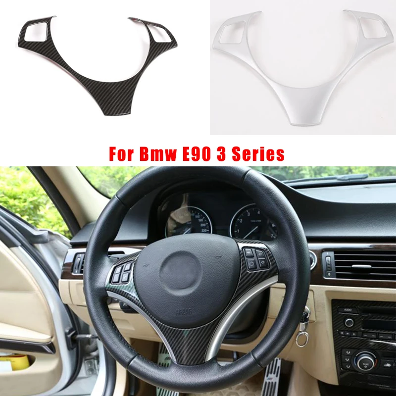 

Car Accessories Car Steering Wheel Cover Trim Decoration Frame Sticker for Bmw E90 3 Series 2005-2012 Carbon Look / Silver