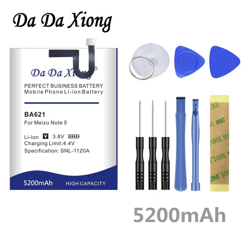 100% Original BA621 5200mAh Battery For Meizu Meilan Note 5 M5 Note5 Replacement Phone Bateria +Gift Tools +stickers | Мобильные