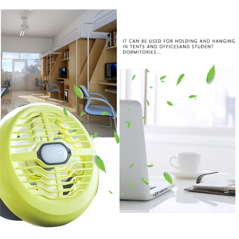 

2 In 1 Camping Ceiling Fan Light Portable Hanging Flashlight LED Fan Camping Lantern USB Rechargeable Tent Lamp