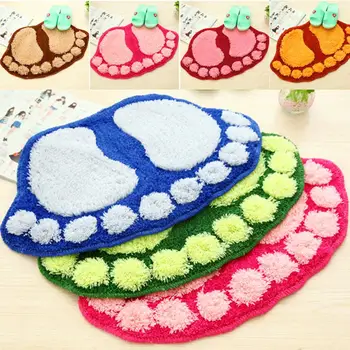 

Foot Print Carpet Non-Slip Floor Mat Water Absorbent Shower Bathroom Rug Pad