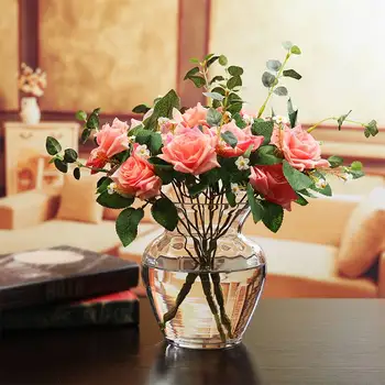 

Transparent Glass Flower Vase Finsh Tank Living Room Tabletop Flower Container Ornament Modern Home Decor Glass Terrarium Vase