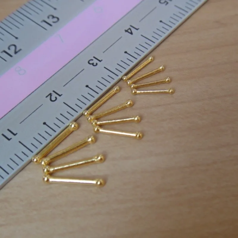 1 пара сережек из чистого 24 К желтого золота, мини-серьги-гвоздики, 7-8mmL 0,12 г
