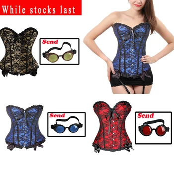 

FLORATA Women Sexy Corsets and Bustiers S-2XL Push Up Shapewear Lace Up Back G-string Bodyshaper Top Halloween Dress Up