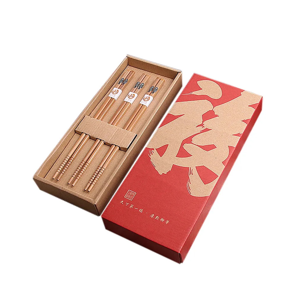 3 пары в японском стиле, многоразовые палочки для еды, натуральные ручной работы деревянные палочки для еды, веревка, намотка, посуда, палочки для еды, семейный набор - Цвет: C