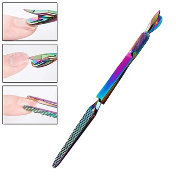 

1 Pcs Colorful Stainless Steel Nail Art Pincher Cuticle Pusher False Nail Shaping Tweezers Multi-Function Manicure Tools