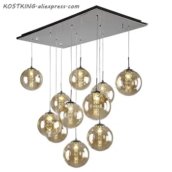 

KOSTKING Modern living room dining room glass ball chandelier bedroom staircase hanging lighting chandelier