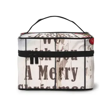 

2020 Multi-function Travel Organizer Bag Christmas Wreath On Rustic Wooden Women Cosmetic Bag Beauty Makeup Toiletry Wash Bags