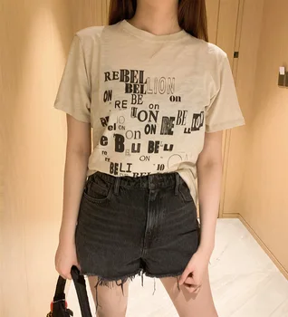 

Women T-shirt 2020 Summer New Letter Printed Short Sleeve T-shirt Women Cotton Tops