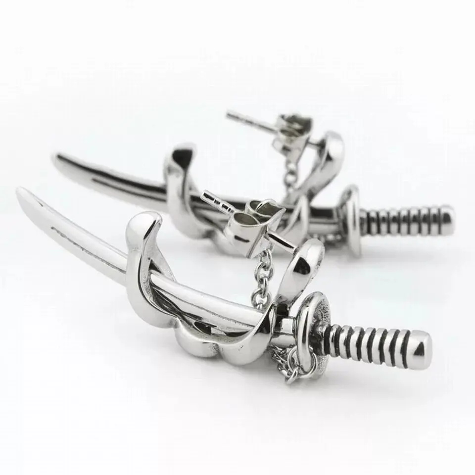 Hot Fashion Men's Small Vintage High Quality Metal Punk Samurai Sword Earrings Jewelry Gift | Украшения и аксессуары