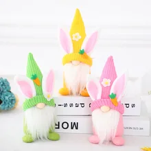 Easter Cute Faceless Gnome Rabbit Dolls Handmade Reusable Home Decorations Spring Hanging Bunny Ornaments Kids Toys Gifts Favor