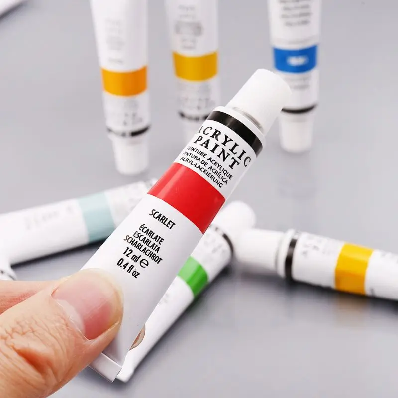 

24 Colors Acrylic Paints Set 12ml Tubes Drawing Painting Pigment Hand-painted Wall Paint For Artist DIY D08B